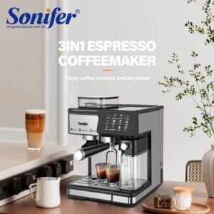 Fully-Automatic Espresso Cappuccino Latte Coffee Maker Intelligent Grinder 3-in-1 Electric Machine