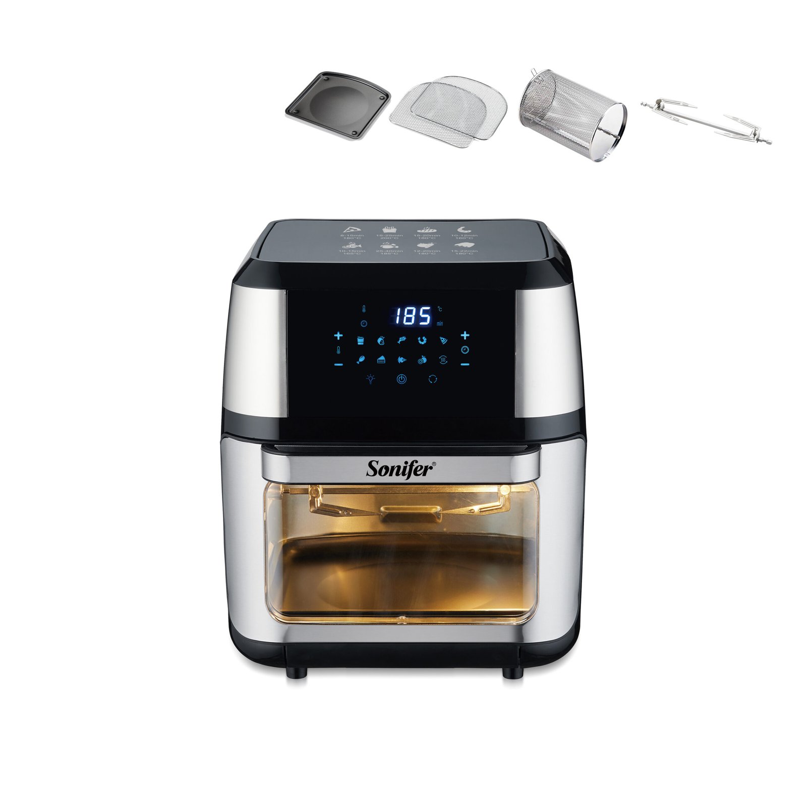 1800W 12L Large Capacity Multifunctional Automatic Digital Touch Screen Smart Menu Air Fryer