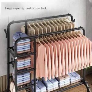 Garment Rack with Shelves, Clothing Garment Rack on Wheels, Clothing Rack for Hanging Clothes, Heavy Duty Clothes