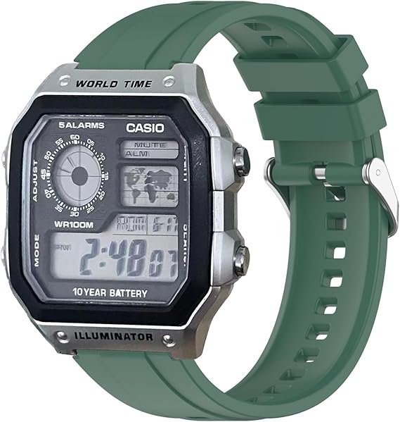 Casio AE 1200 / W 218H / AE 1300 / F 91W / W 218H / AQ S810W, Silicone Watch Straps Bracelet