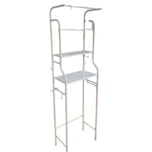 Metal 3-Shelf Bathroom Organizer Toilet Rack with Over-The-Toilet Shelf Space Saver Toilet Paper Holder