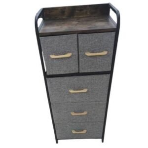 5-Drawer Fabric Storage Organizer with Wooden Top – Multi-Purpose Bedroom, Closet & Living Room Cabinet