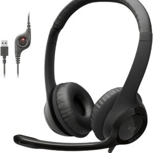 Logitech H390 Wired Headset for PC/Laptop, Stereo Headphones with Noise Cancelling Microphone, USB-A, in-Line Controls, Works with Chromebook