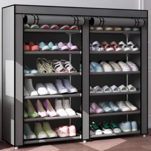 6 Tier Shoe Rack Organizer for 36 Pair Shoes, Double Rows 12 Lattices Free Standing Shoe