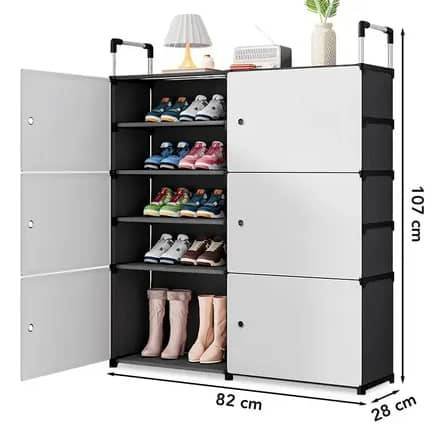 6-DOOR FABRIC SHOE CABINET
