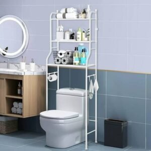 3-Tier White Metal Bathroom Storage Rack - Waterproof & Rustproof