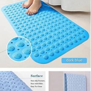 Bathroom Anti Slip Mat with Suction Cups Non Slip Shower Bath Mat Foot Scrubber Massage Mat,Quick Drain PVC Silicone Rubber Bathroom Mat Mold Resistant