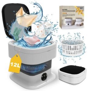 Foldable Washing Machine, 12L Portable Washer with 3 Modes, Collapsible Mini Washing Machine with Spin, Small Washer and Dryer